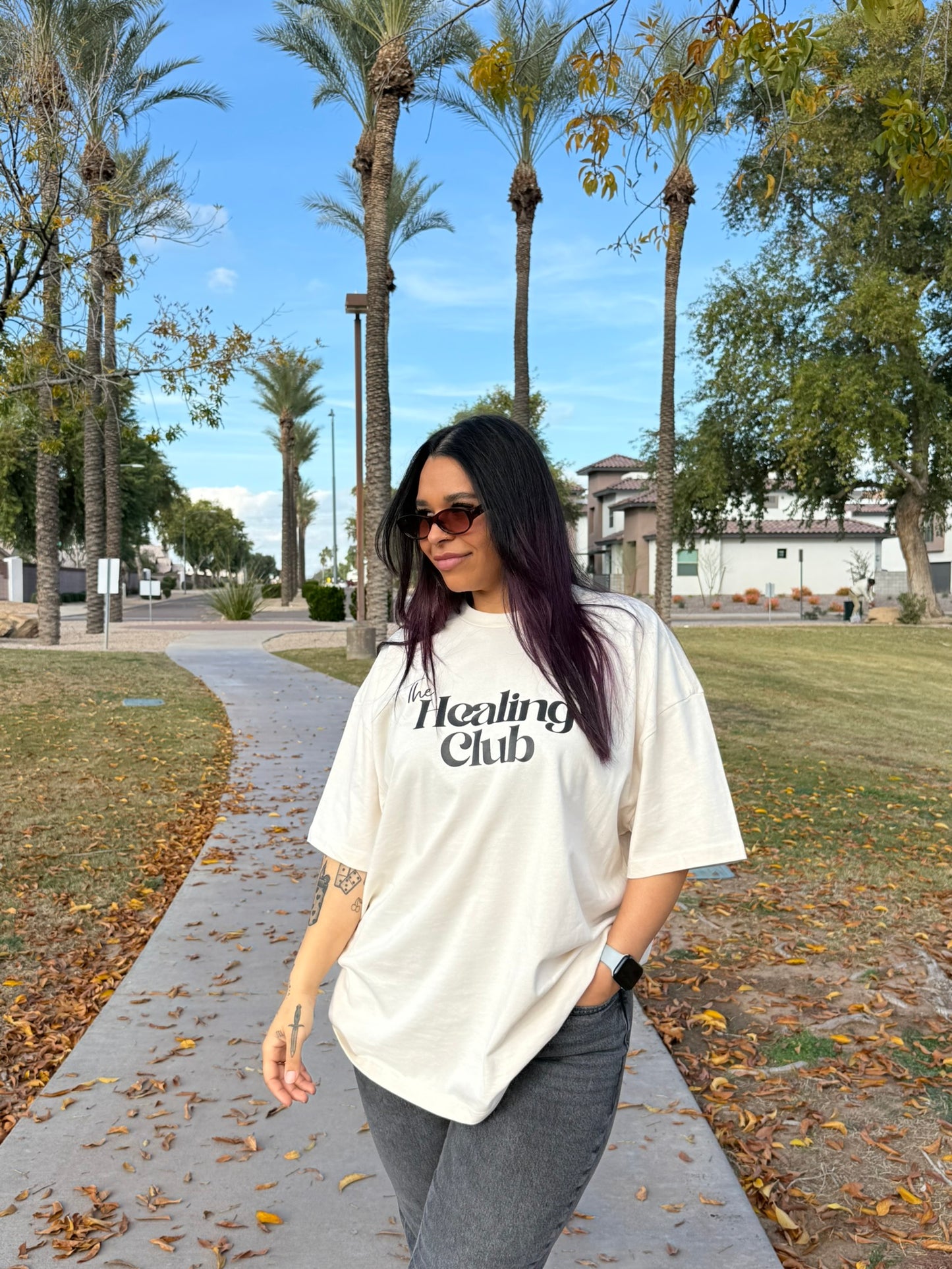 The Healing Club oversized box tee (vintage white)